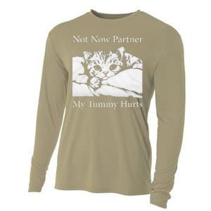 Not Now Partner My Tummy Hurts Funny Cat Design Cat Lovers Cooling Performance Long Sleeve Crew