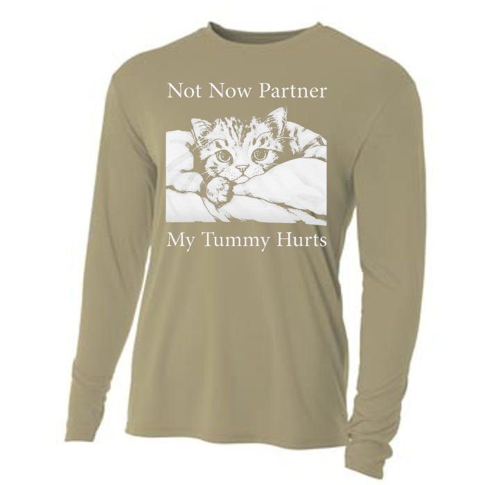 Not Now Partner My Tummy Hurts Funny Cat Design Cat Lovers Cooling Performance Long Sleeve Crew