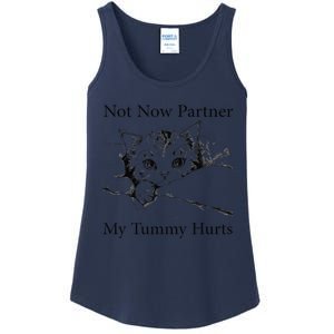 Not Now Partner My Tummy Hurts Funny Cat Design Cat Lovers Ladies Essential Tank