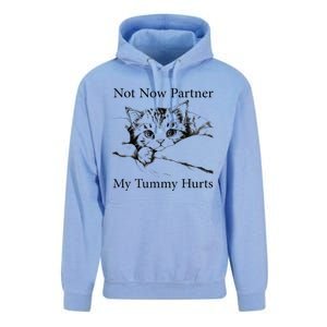 Not Now Partner My Tummy Hurts Funny Cat Design Cat Lovers Unisex Surf Hoodie