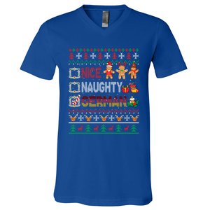 Nice Naughty Proud Ger Christmas Family Group Gift V-Neck T-Shirt