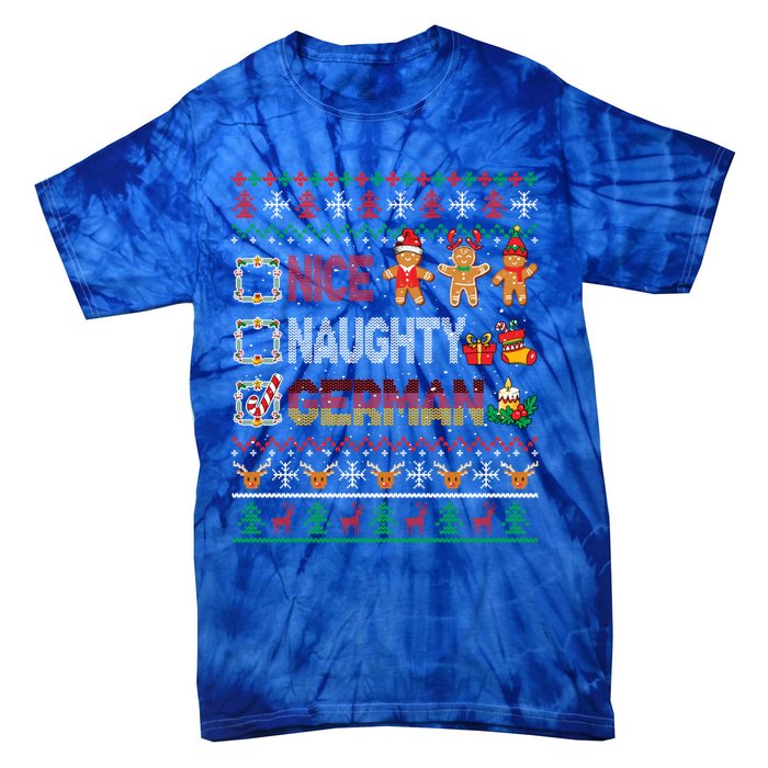 Nice Naughty Proud Ger Christmas Family Group Gift Tie-Dye T-Shirt