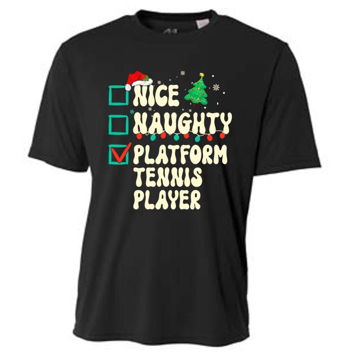 Nice Naughty Platform Tennis Player Xmas List Santa Claus Cooling Performance Crew T-Shirt