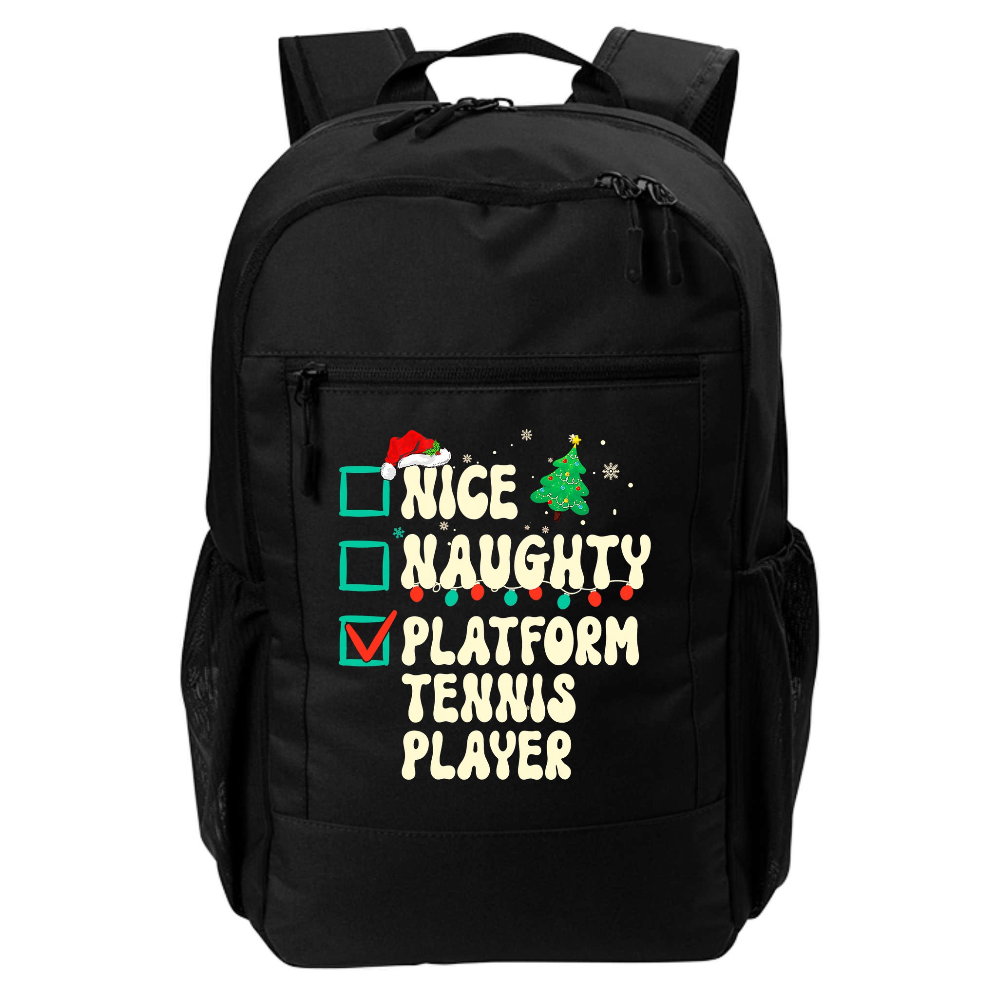 Nice Naughty Platform Tennis Player Xmas List Santa Claus Backpack