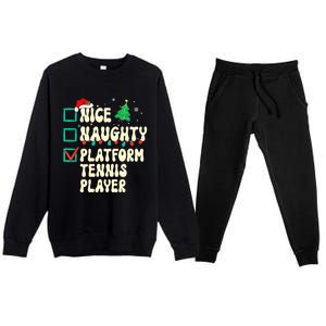 Nice Naughty Platform Tennis Player Xmas List Santa Claus Premium Crewneck Sweatsuit Set