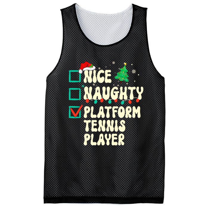 Nice Naughty Platform Tennis Player Xmas List Santa Claus Mesh Reversible Basketball Jersey Tank