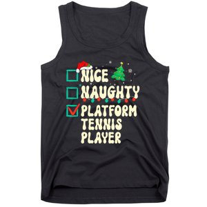 Nice Naughty Platform Tennis Player Xmas List Santa Claus Tank Top