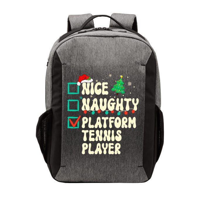 Nice Naughty Platform Tennis Player Xmas List Santa Claus Vector Backpack
