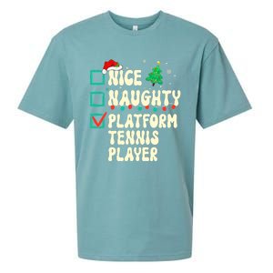 Nice Naughty Platform Tennis Player Xmas List Santa Claus Sueded Cloud Jersey T-Shirt