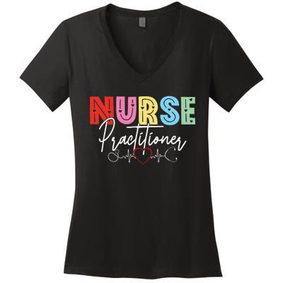 NP Nurse Practitioner Valentine's day Healthcare Examination Women's V-Neck T-Shirt