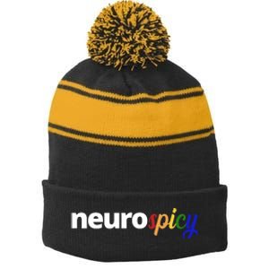 Neurospicy Neurodivergent Pride Autism Stripe Pom Pom Beanie