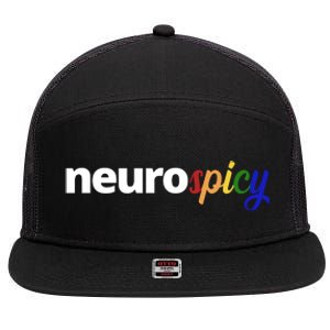 Neurospicy Neurodivergent Pride Autism 7 Panel Mesh Trucker Snapback Hat