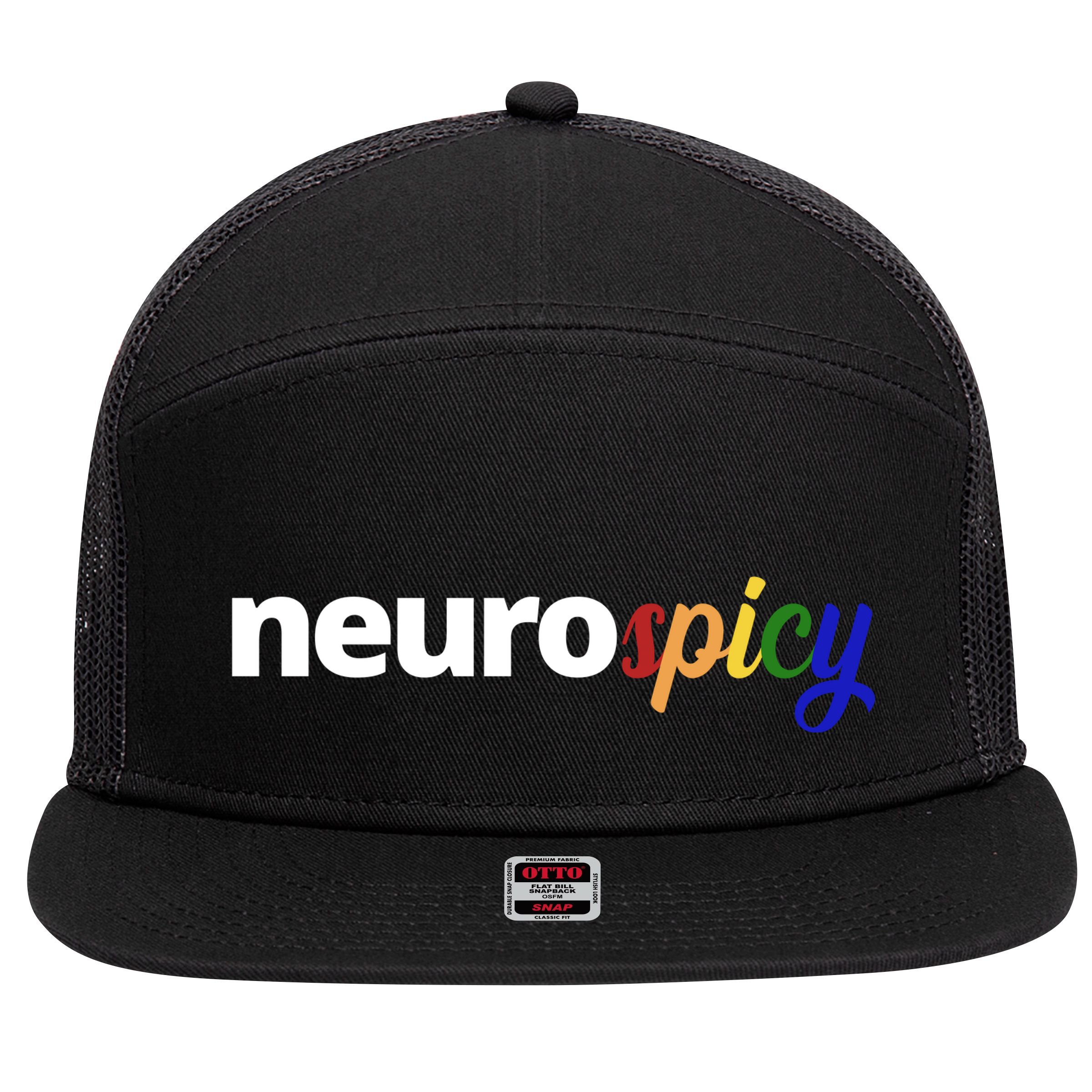 Neurospicy Neurodivergent Pride Autism 7 Panel Mesh Trucker Snapback Hat