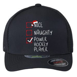 Nice Naughty Power Hockey Player List Christmas Santa Claus Gift Flexfit Unipanel Trucker Cap