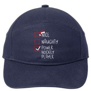 Nice Naughty Power Hockey Player List Christmas Santa Claus Gift 7-Panel Snapback Hat