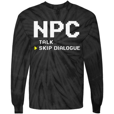 Npc Non Player Character Skip Dialogue Gamer Tie-Dye Long Sleeve Shirt