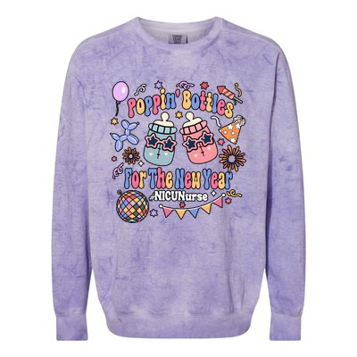 Nicu Nurse Poppin Bottles For The New Year 2024 Colorblast Crewneck Sweatshirt