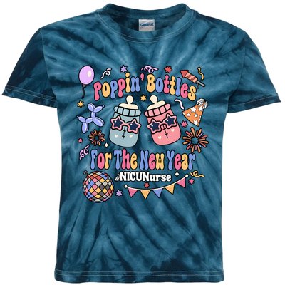 Nicu Nurse Poppin Bottles For The New Year 2024 Kids Tie-Dye T-Shirt