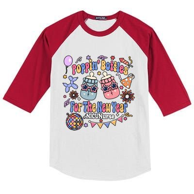 Nicu Nurse Poppin Bottles For The New Year 2024 Kids Colorblock Raglan Jersey