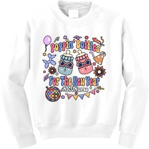 Nicu Nurse Poppin Bottles For The New Year 2024 Kids Sweatshirt