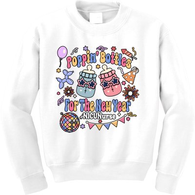 Nicu Nurse Poppin Bottles For The New Year 2024 Kids Sweatshirt