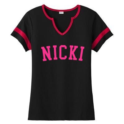 Name Nicki Personalized I Love Nicki Ladies Halftime Notch Neck Tee