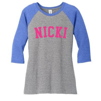 Name Nicki Personalized I Love Nicki Women's Tri-Blend 3/4-Sleeve Raglan Shirt