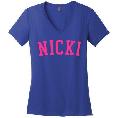 Name Nicki Personalized I Love Nicki Women's V-Neck T-Shirt