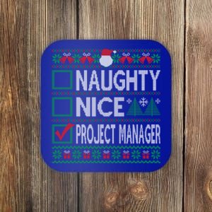 Naughty Nice Project Ager Christmas List Ugly Sweater Gift Coaster