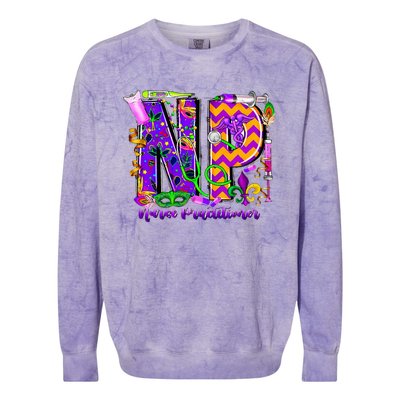 Np Nurse Practitioner Mardi Gras New Orleans Nursing Life Colorblast Crewneck Sweatshirt