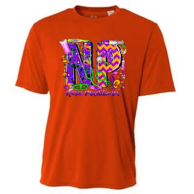 Np Nurse Practitioner Mardi Gras New Orleans Nursing Life Cooling Performance Crew T-Shirt