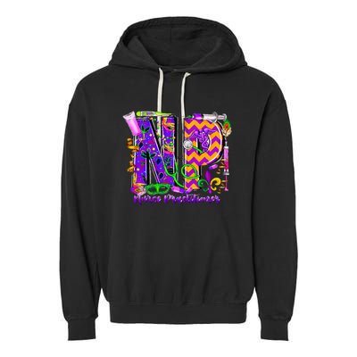 Np Nurse Practitioner Mardi Gras New Orleans Nursing Life Garment-Dyed Fleece Hoodie