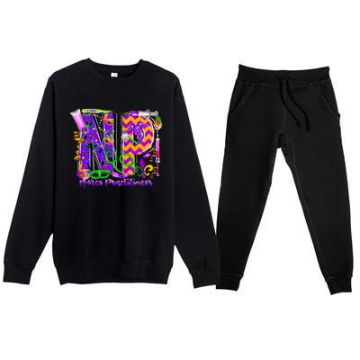 Np Nurse Practitioner Mardi Gras New Orleans Nursing Life Premium Crewneck Sweatsuit Set