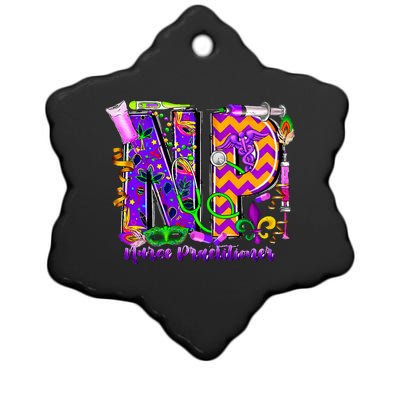 Np Nurse Practitioner Mardi Gras New Orleans Nursing Life Ceramic Star Ornament