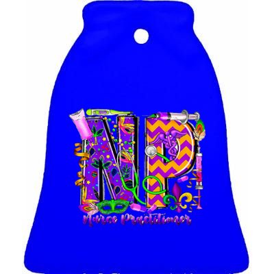 Np Nurse Practitioner Mardi Gras New Orleans Nursing Life Ceramic Bell Ornament