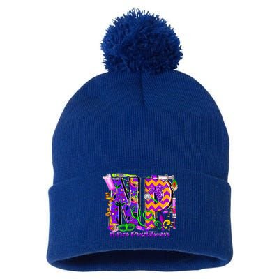 Np Nurse Practitioner Mardi Gras New Orleans Nursing Life Pom Pom 12in Knit Beanie