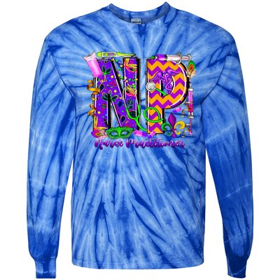 Np Nurse Practitioner Mardi Gras New Orleans Nursing Life Tie-Dye Long Sleeve Shirt