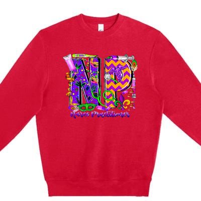 Np Nurse Practitioner Mardi Gras New Orleans Nursing Life Premium Crewneck Sweatshirt