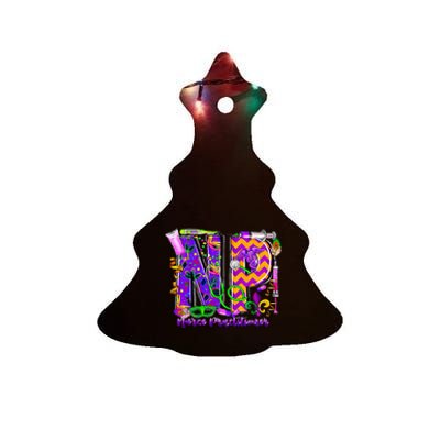 Np Nurse Practitioner Mardi Gras New Orleans Nursing Life Ceramic Tree Ornament