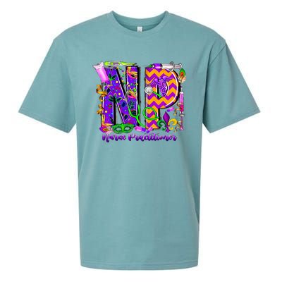 Np Nurse Practitioner Mardi Gras New Orleans Nursing Life Sueded Cloud Jersey T-Shirt