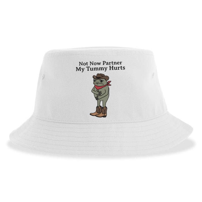 Not Now Partner My Tummy Hurts Cowboy Frog Vintage Sustainable Bucket Hat