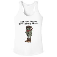 Not Now Partner My Tummy Hurts Cowboy Frog Vintage Ladies PosiCharge Competitor Racerback Tank