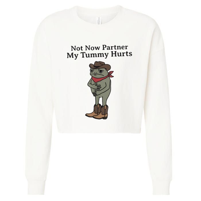 Not Now Partner My Tummy Hurts Cowboy Frog Vintage Cropped Pullover Crew