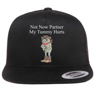 Not Now Partner My Tummy Hurts Design Flat Bill Trucker Hat