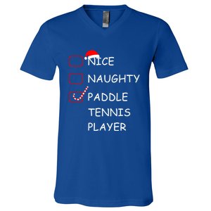 Nice Naughtly Paddle Tennis Player Xmas Tennis Coach Sports Gift V-Neck T-Shirt