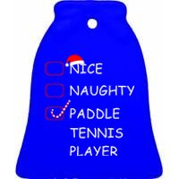 Nice Naughtly Paddle Tennis Player Xmas Tennis Coach Sports Gift Ceramic Bell Ornament