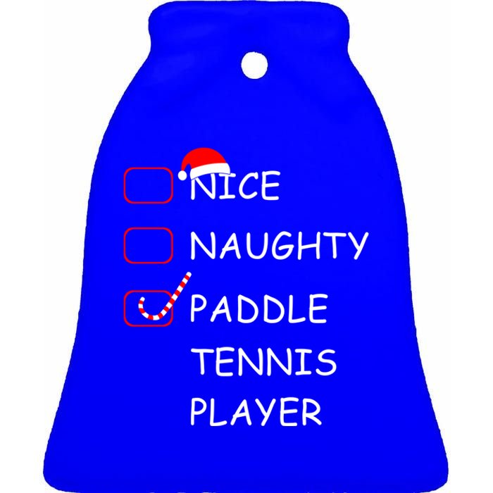 Nice Naughtly Paddle Tennis Player Xmas Tennis Coach Sports Gift Ceramic Bell Ornament