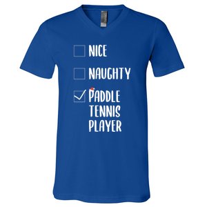 Nice Naughtly Paddle Tennis Player Xmas Tennis Coach Sports Gift V-Neck T-Shirt