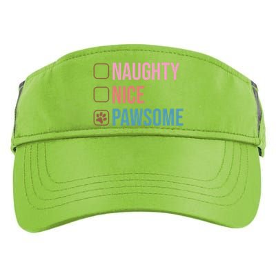 Naughty Nice Pawsome Funny Christmas Dog Saying Paws Retro Cute Gift Adult Drive Performance Visor