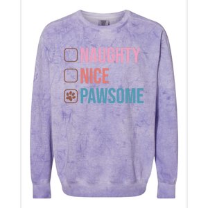 Naughty Nice Pawsome Funny Christmas Dog Saying Paws Retro Cute Gift Colorblast Crewneck Sweatshirt